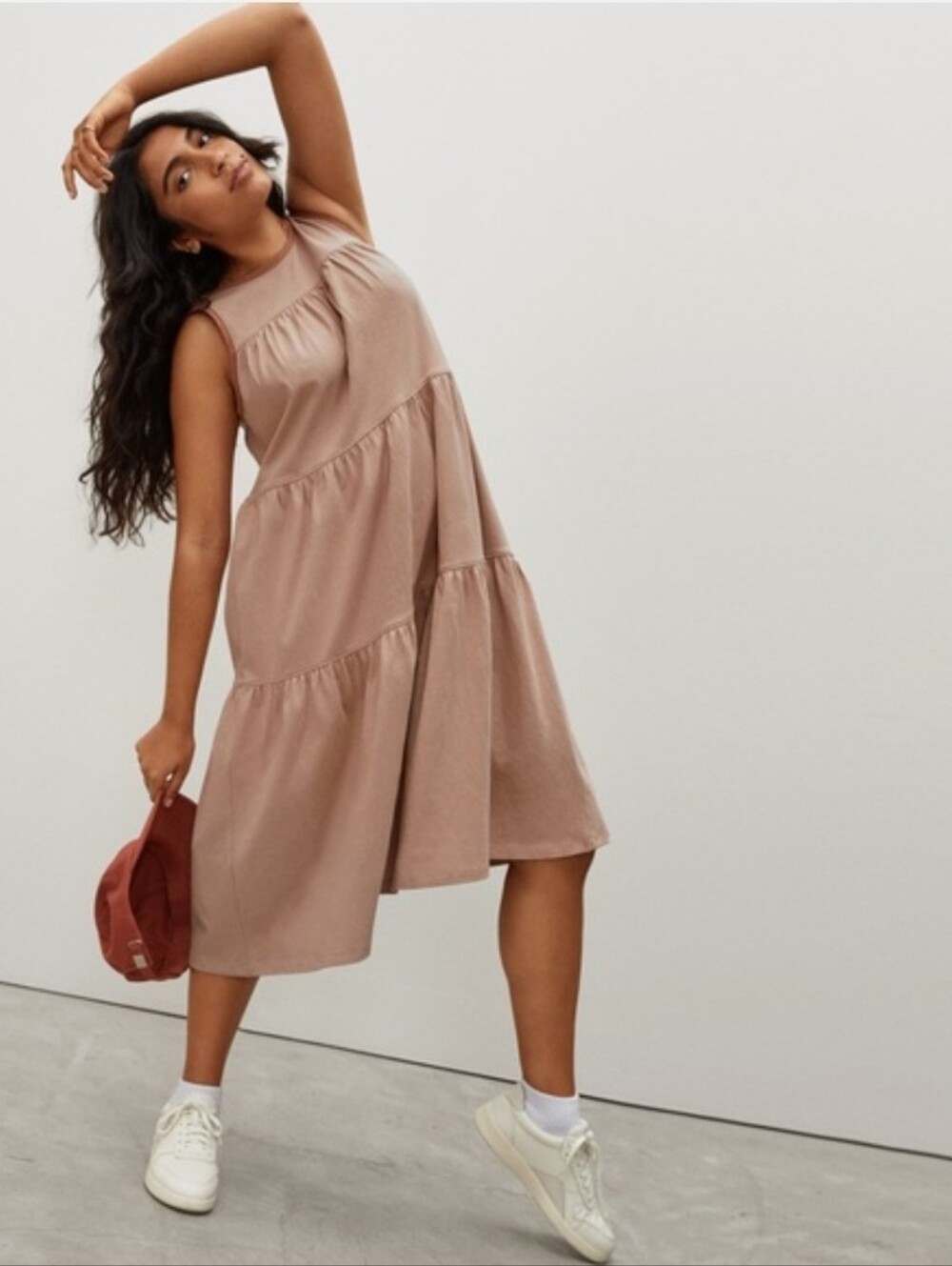 Everlane The Weekend Tiered Midi Dress Size Medium